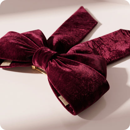 Moño burgundy de terciopelo, 1.10 x 50 cm.