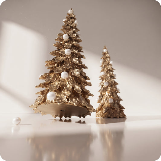 Árbol dorado con perlas brillante tipo pino