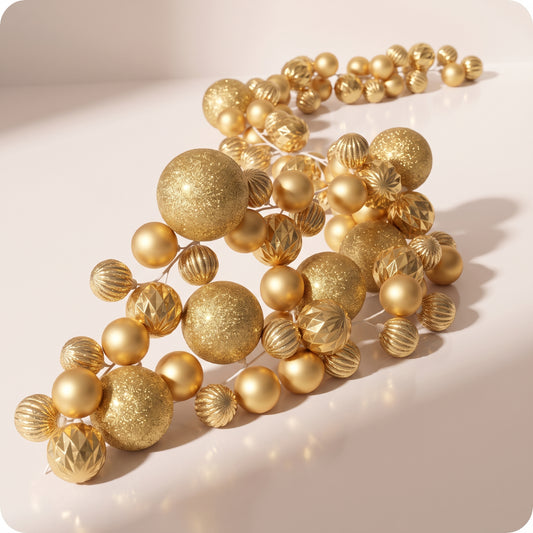 Guirnalda navideña de esferas mixtas dorado brillante