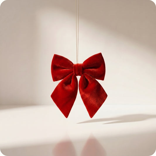 Moño navideño de terciopelo elegante sencillo color rojo