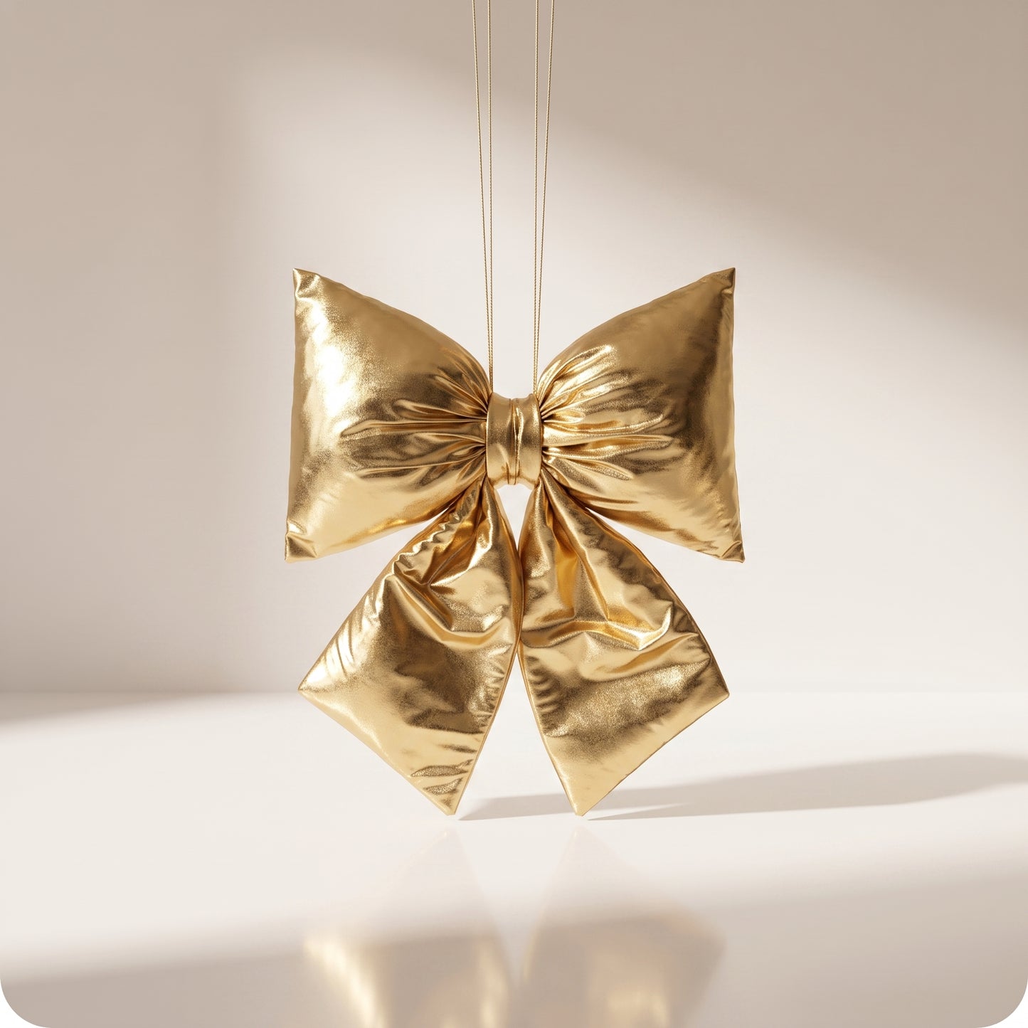Moño navideño elegante esponjado dorado metalico