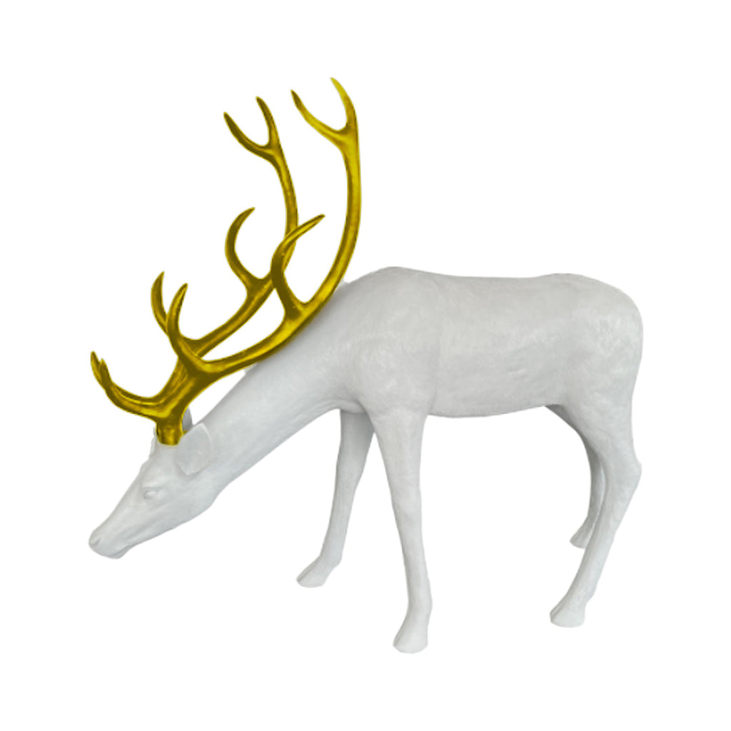 RENO BLANCO CON CUERNOS DORADO 140 CM