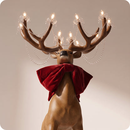 Reno decorativo con candelabro café en cuernos grande