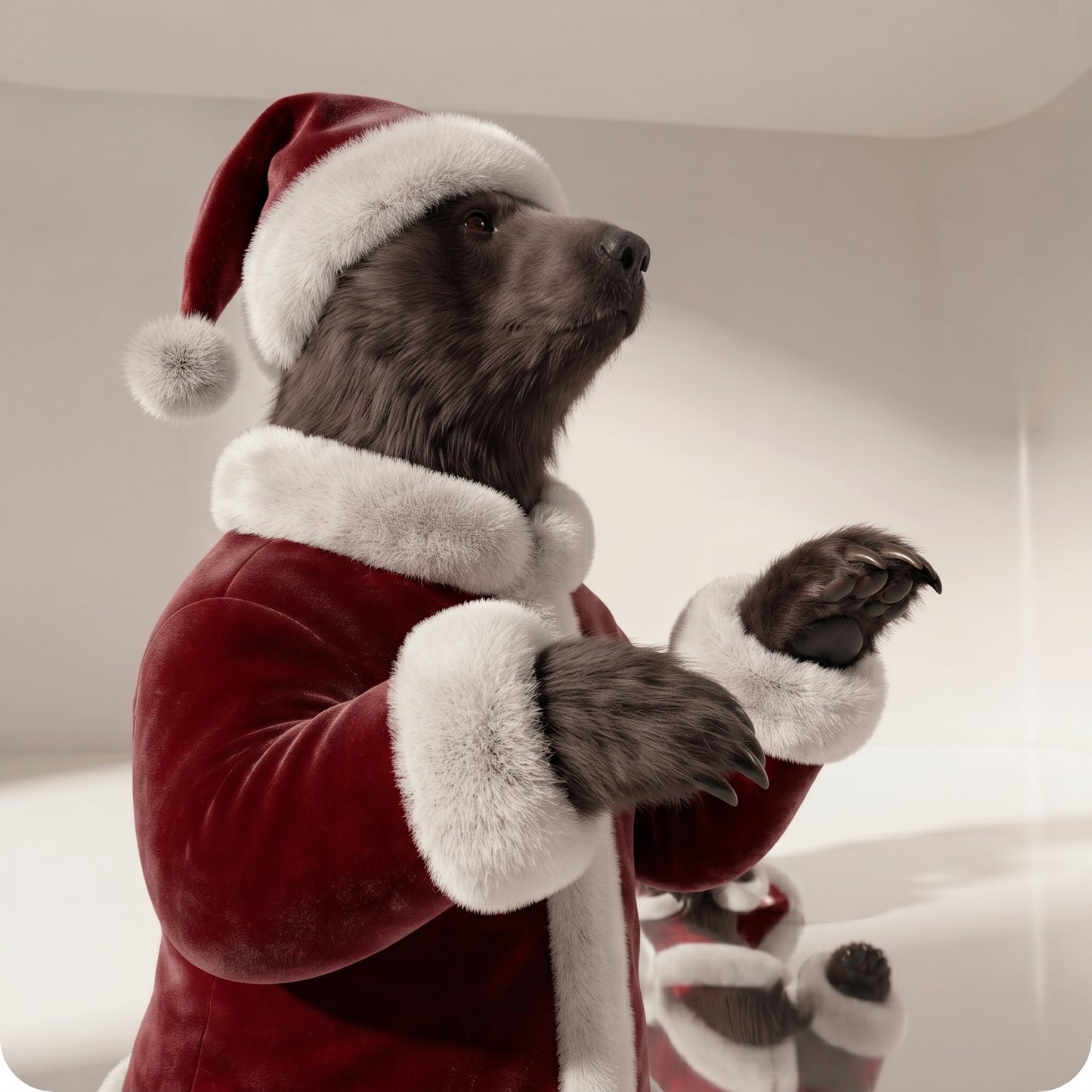 Oso Sandy Santa manos arriba