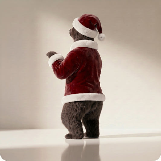 Oso Sandy Santa manos arriba