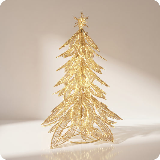 Árbol de navidad de metal con luz led dorado gigante