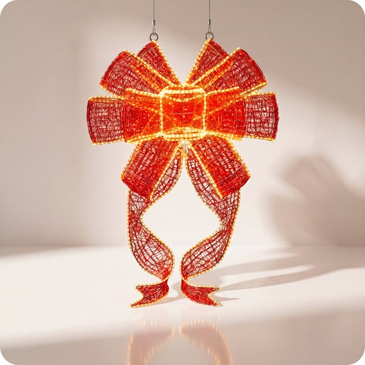 Moño gigante de red de silicón y metal con luz led calida