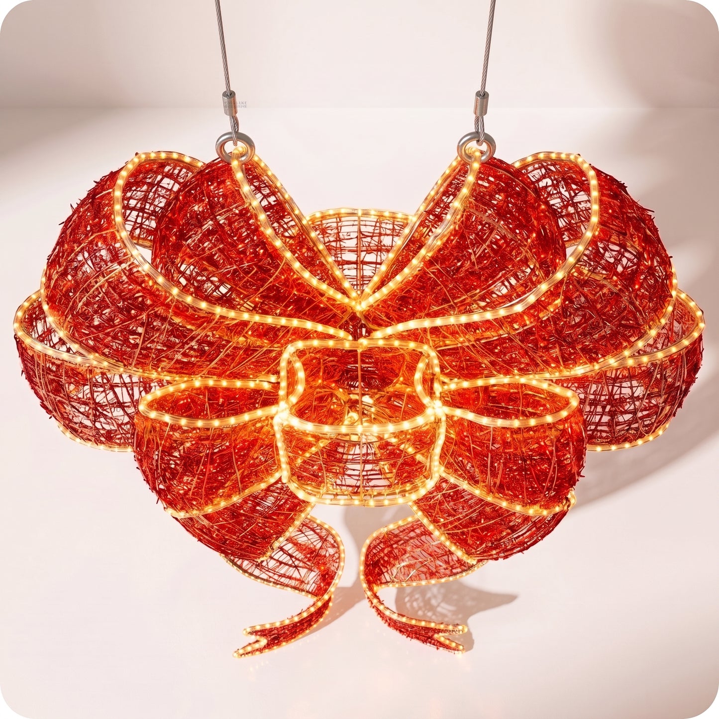 Moño gigante de red de silicón y metal con luz led calida