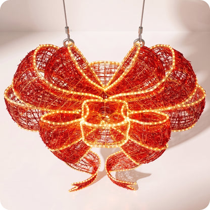 Moño gigante de red de silicón y metal con luz led calida