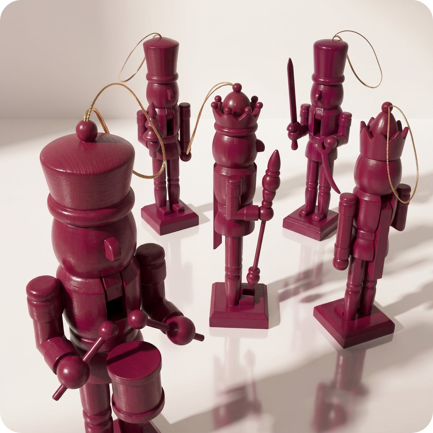 Set de 6 esferas cascanueces burgundy