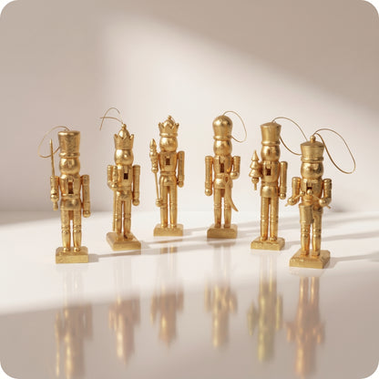 Set de 6 esferas cascanueces dorados