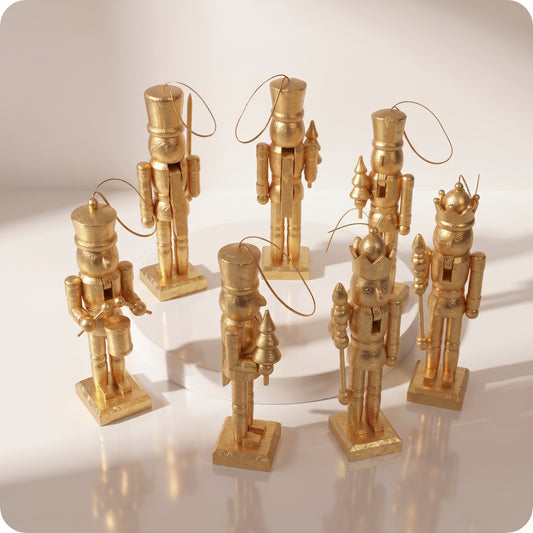 Set de 6 esferas cascanueces dorados