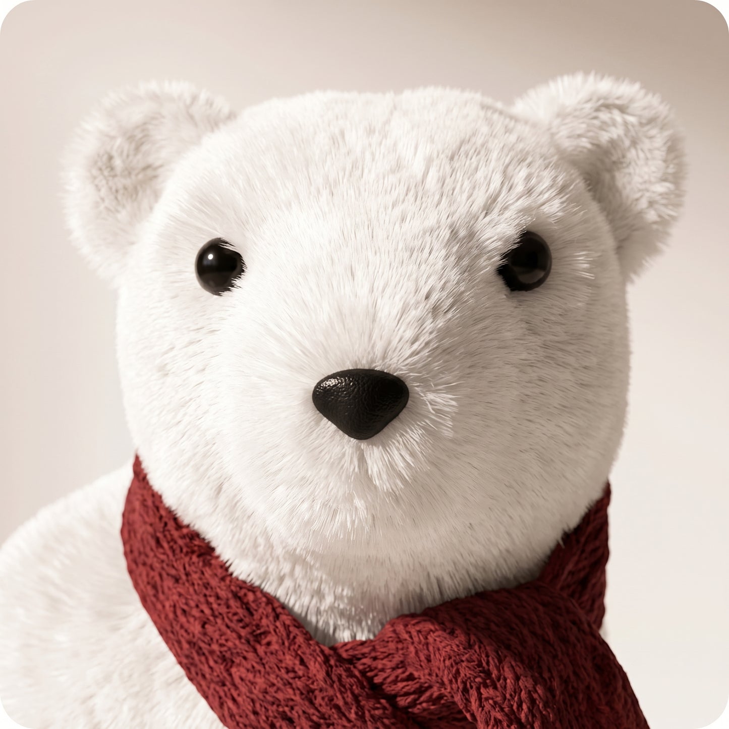 Elegante oso polar blanco con bufanda roja sentado 3