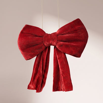 Moño de terciopelo rojo navidad elegante corto