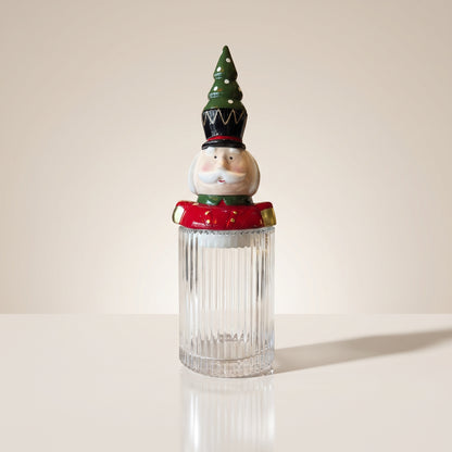 Tarro navidad decorativo multicolor de cascanueces con árbol