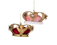 SET DE CORONA ROSA/DORADO ROJA/DORADO CON PIEDRAS  15.4 CM