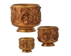 SET/3  BASES CHERUB DORADOS POT 13 CM Y 26.7 CM