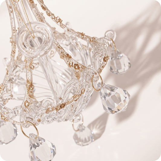 Esfera candelabro de vidrio con cristales brillantes 18 cm