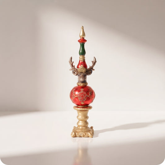 Figura decorativa navideña con cabeza de reno y base tipo esfera