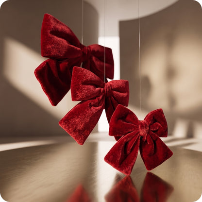 Paquete de 3 moños rojos de terciopelo
