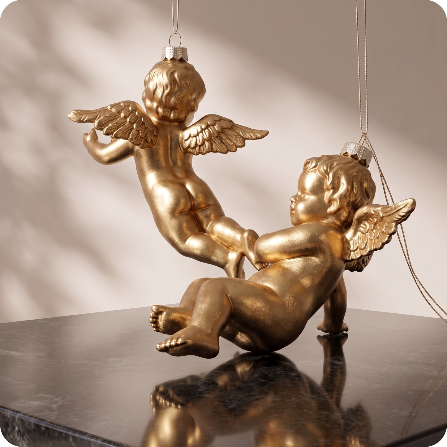 Set de 2 esferas de ángel doradas