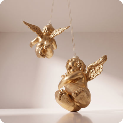 Set de 2 esferas de ángel doradas
