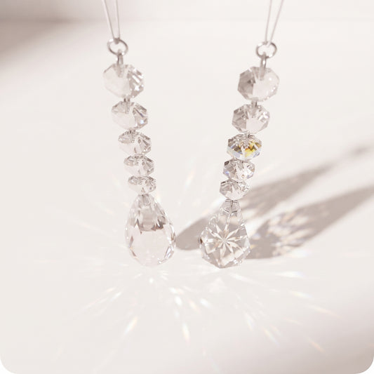Set de 2 ornamentos de gota de cristal