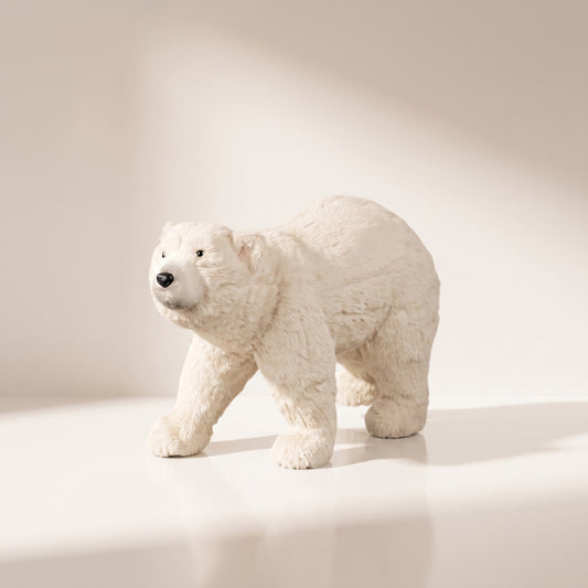 Oso polar de pie de piel sintética marfil
