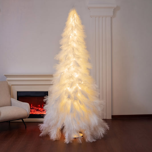 Árbol blanco con luces LED en el tronco