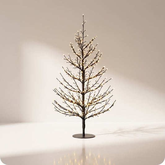 Árbol negro de puntos negro con luz calida 120 cm