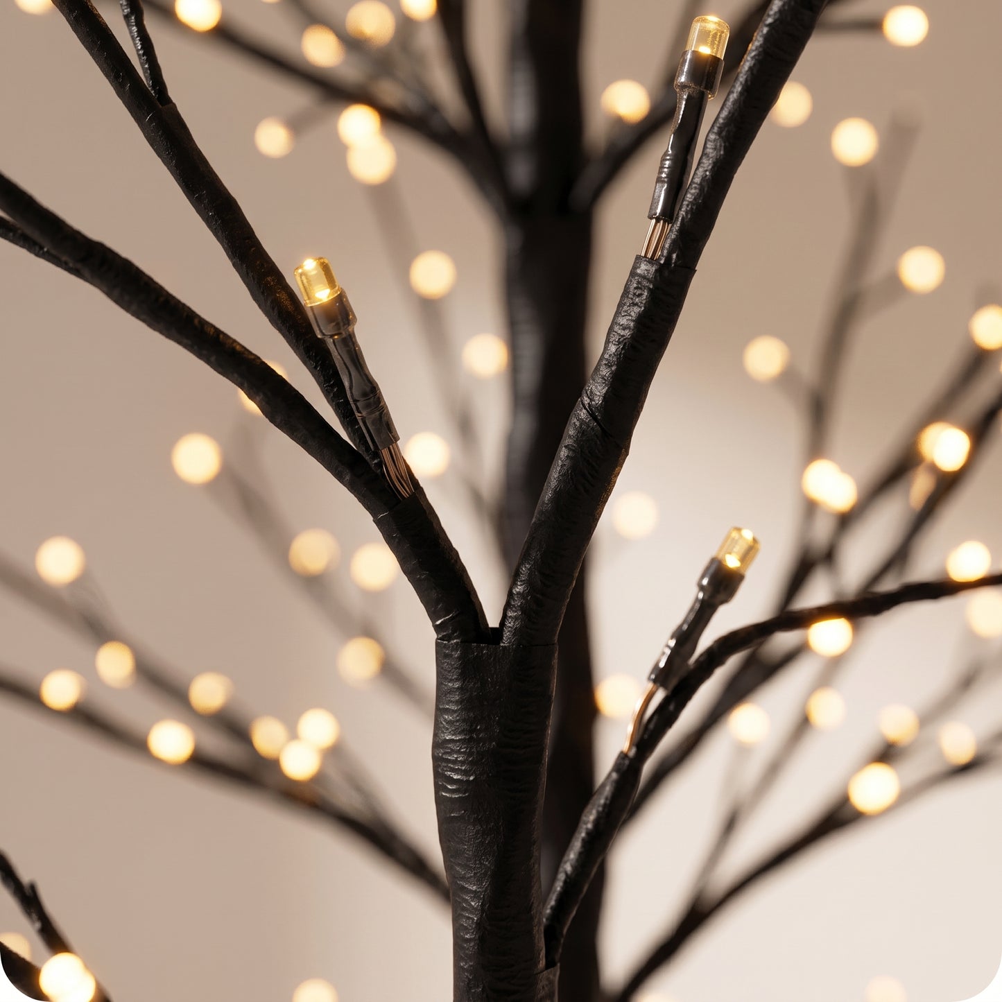 Árbol negro de puntos negro con luz calida 120 cm