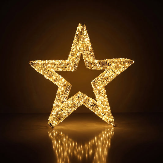 Estrella metalica con luz led calida