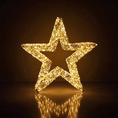 Estrella metalica con luz led calida