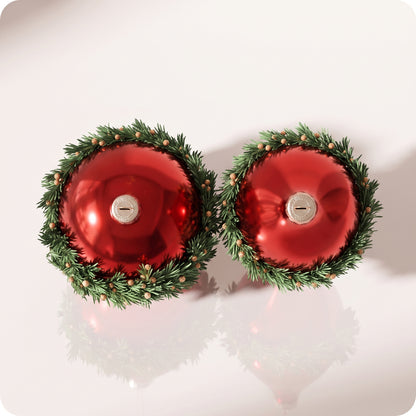 Adornos remates de pino de cristal rojo y verde